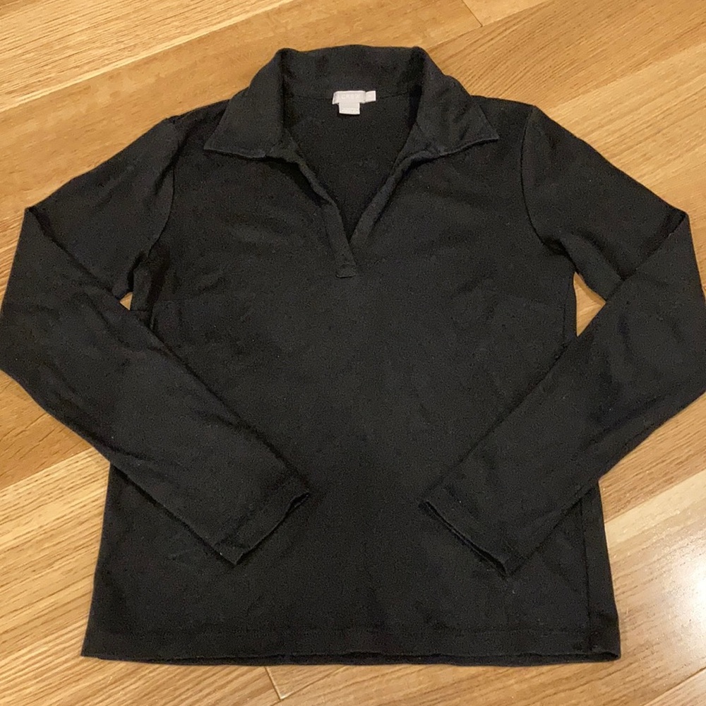 J.Crew Black L/S Cotton V Neck - Size S